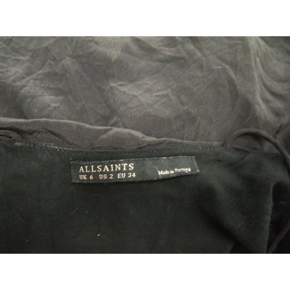 AllSaints Womens Fade Dress 2 Mini Black Layered Silk/Knit Strappy Sleeveless - Picture 7 of 8